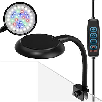 Premium Quiet DaToo Mini Clip On Aquarium Light 7W Dimmable Small Fish Tank Light USB Moving Lamp with White Red Blue Green LED for 1 to 3 Gallon Tanks - High-Efficiency Aquarium Filter